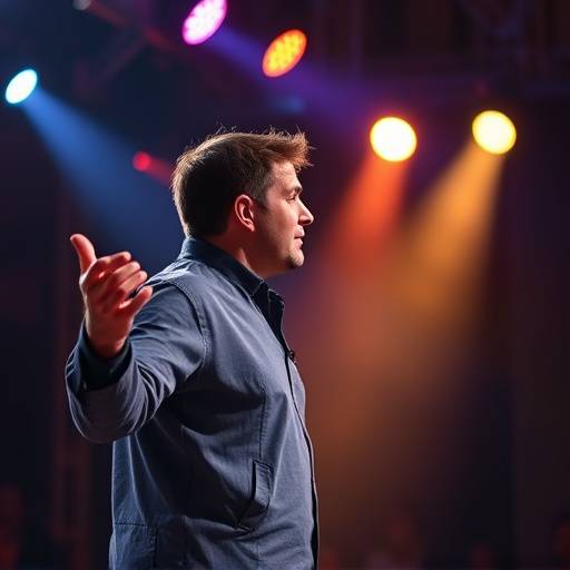 Un orador motivacional dando una charla inspiradora en un evento.
